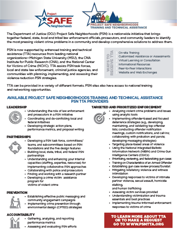 Project Safe Neighborhoods Training and Technical Assistance PSP